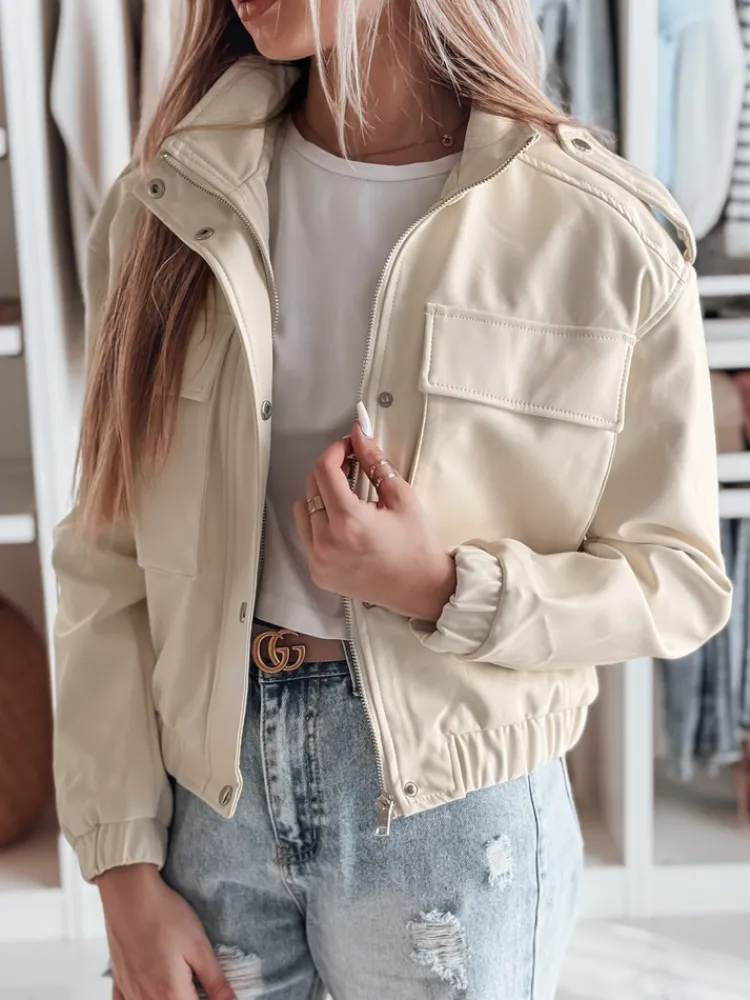 Kurtki Damskie>Dstreet Kurtka damska krótka bomberka oversize MOTORES biała TY4798