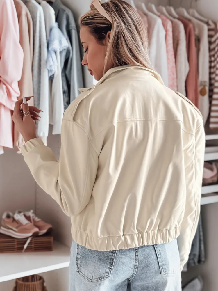 Kurtki Damskie>Dstreet Kurtka damska krótka bomberka oversize MOTORES biała TY4798