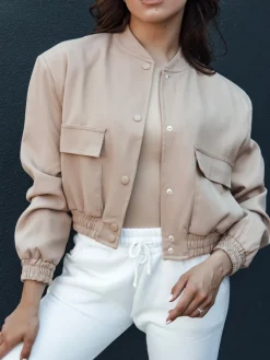 Kurtki Damskie>Dstreet Kurtka damska krótka bomberka VERPI beżowa TY4409