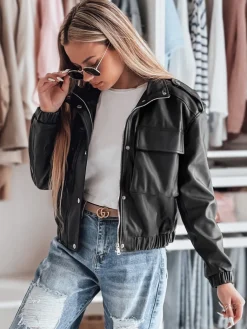 Kurtki Damskie>Dstreet Kurtka damska krótka bomberka oversize MOTORES czarna TY4799