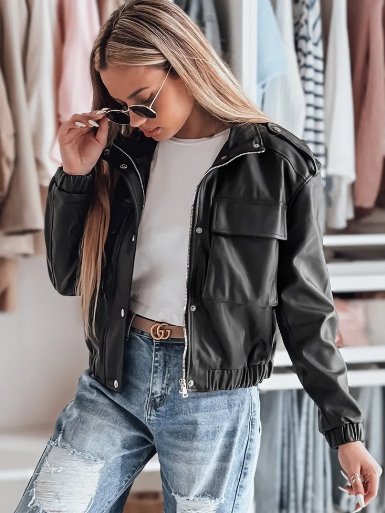 Kurtki Damskie>Dstreet Kurtka damska krótka bomberka oversize MOTORES czarna TY4799