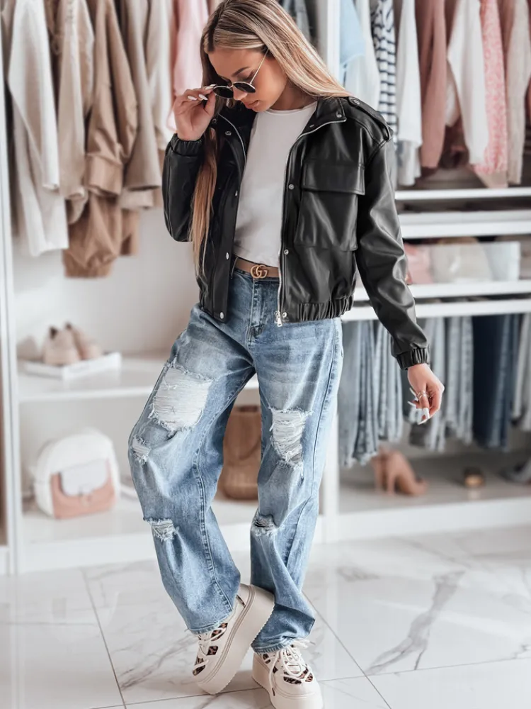 Kurtki Damskie>Dstreet Kurtka damska krótka bomberka oversize MOTORES czarna TY4799