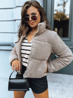 Kożuszki Damskie|Kurtki Damskie>Dstreet Kurtka damska krótka CELESTIAL kamelowa TY3906