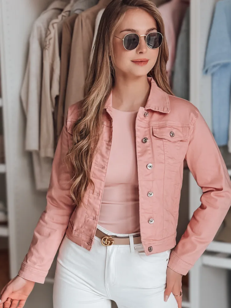 Kurtki Damskie>Dstreet Kurtka damska krótka jeansowa KORTINA różowa TY4902