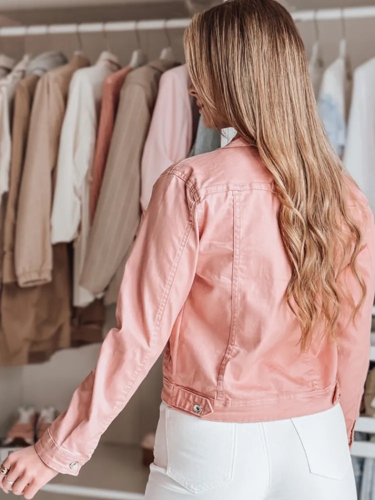 Kurtki Damskie>Dstreet Kurtka damska krótka jeansowa KORTINA różowa TY4902