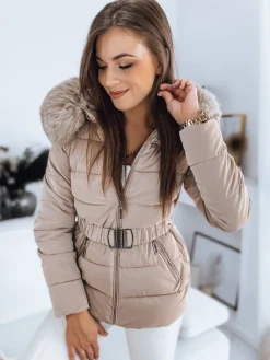 Kurtki Damskie>Dstreet Kurtka damska MINEL beżowa TY3255