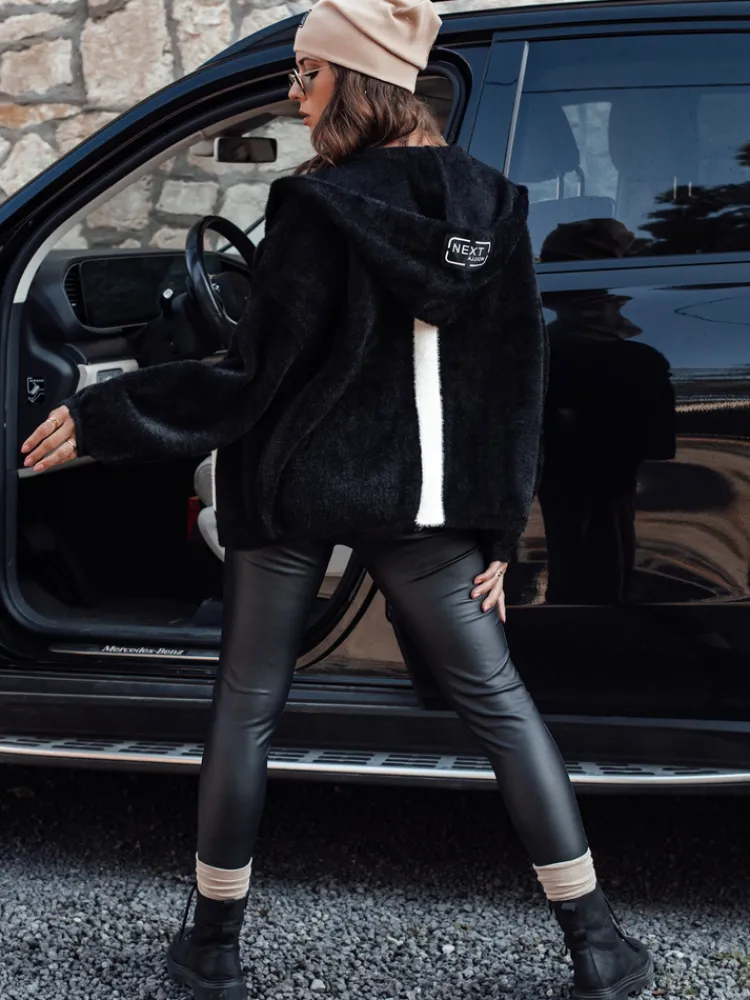 Kurtki Damskie>Dstreet Kurtka damska NANCY alpaka z kapturem czarna NY0693