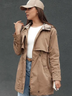 Kurtki Damskie>Dstreet Kurtka damska parka FASHLOVE ciemnobeżowa TY4391