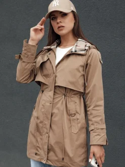 Kurtki Damskie>Dstreet Kurtka damska parka FASHLOVE ciemnobeżowa TY4391