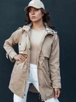 Kurtki Damskie>Dstreet Kurtka damska parka FASHLOVE beżowa TY4407