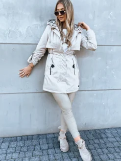 Kurtki Damskie>Dstreet Kurtka damska parka STARK STYLE jasnobeżowa TY3858
