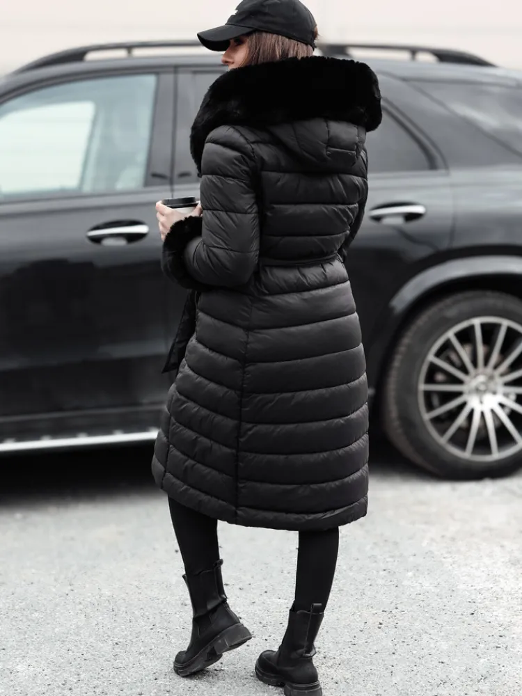 Kurtki Damskie>Dstreet Kurtka damska pikowana długa ZAELEGANTE czarna TY4779