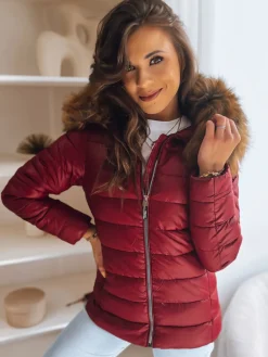 Kurtki Damskie>Dstreet Kurtka damska pikowana ESTELLA bordowa TY3655