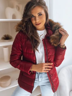 Kurtki Damskie>Dstreet Kurtka damska pikowana ESTELLA bordowa TY3655