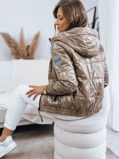 Kurtki Damskie>Dstreet Kurtka damska pikowana METALIC kamelowa TY3409