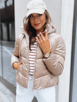 Kurtki Damskie>Dstreet Kurtka damska pikowana przejściowa LOLAROSE złota TY3738