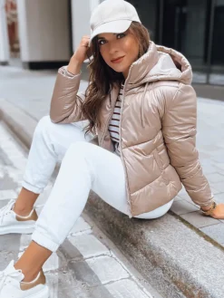 Kurtki Damskie>Dstreet Kurtka damska pikowana przejściowa LOLAROSE złota TY3738