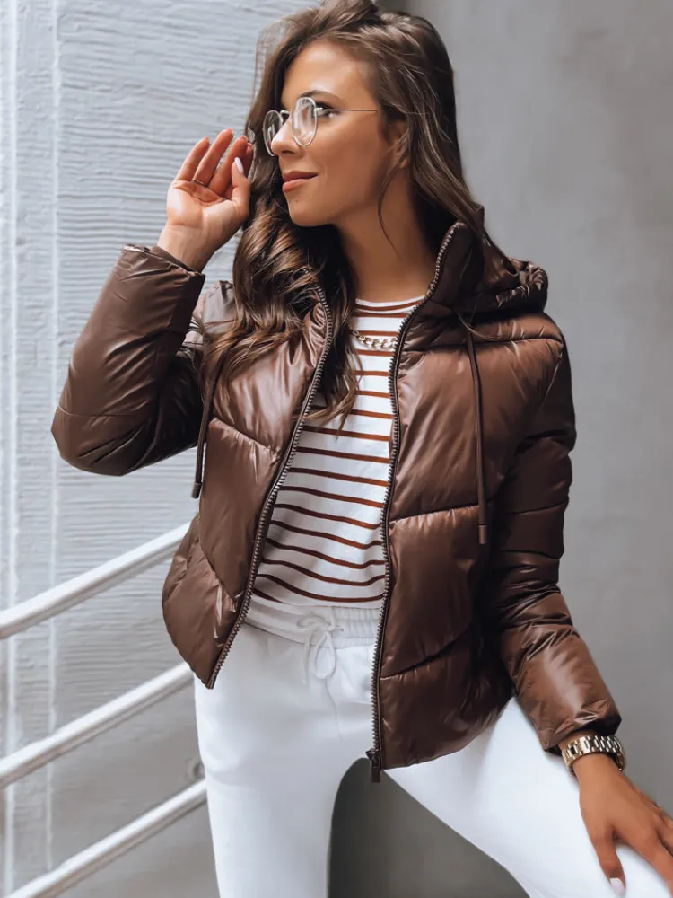 Kurtki Damskie>Dstreet Kurtka damska pikowana przejściowa LOLAROSE coffee TY3682