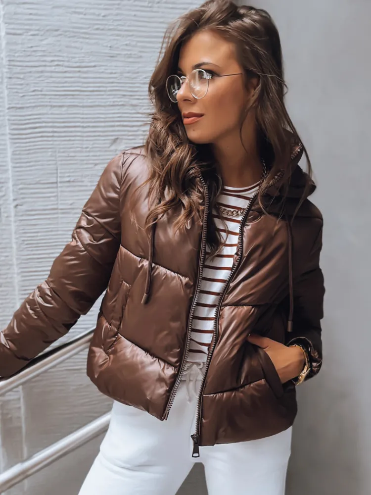 Kurtki Damskie>Dstreet Kurtka damska pikowana przejściowa LOLAROSE coffee TY3682