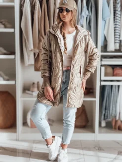 Kurtki Damskie>Dstreet Kurtka damska pikowana przejściowa LIVIANA kamelowa TY4810