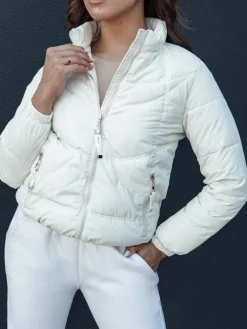 Kurtki Damskie>Dstreet Kurtka damska pikowana ze stójką SALECA ecru TY4401