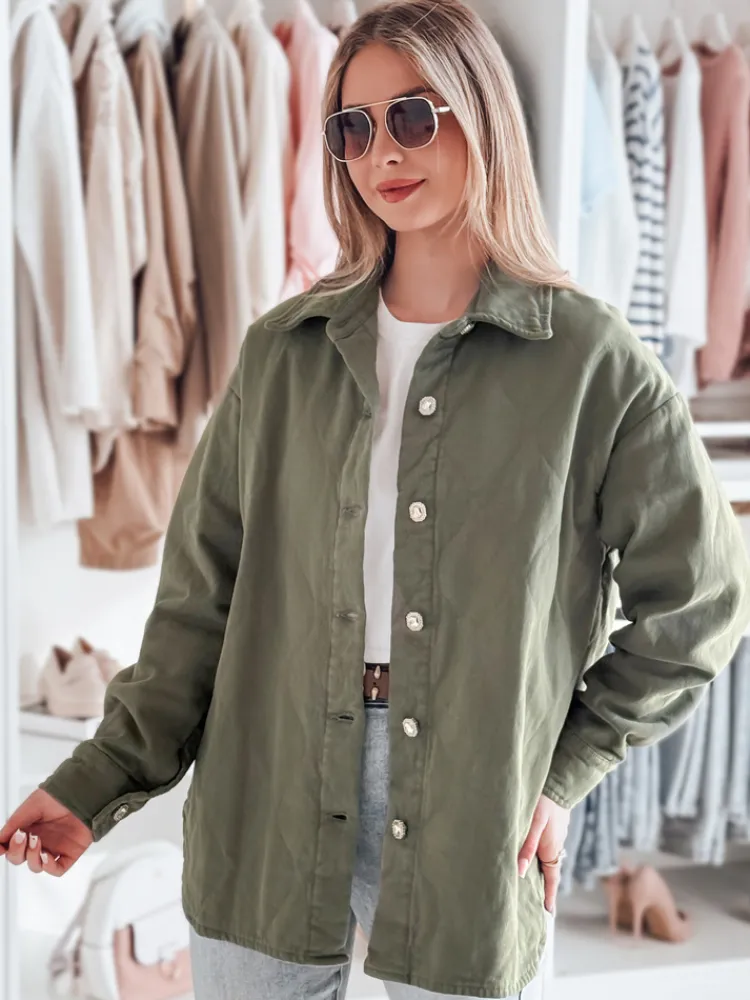 Kurtki Damskie>Dstreet Kurtka damska przejściowa koszulowa oversize KOSMOJACK khaki TY4840