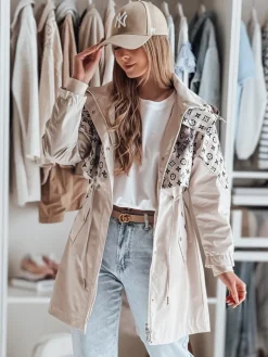 Kurtki Damskie>Dstreet Kurtka damska przejściowa parka FERIPARKA beżowa TY4874