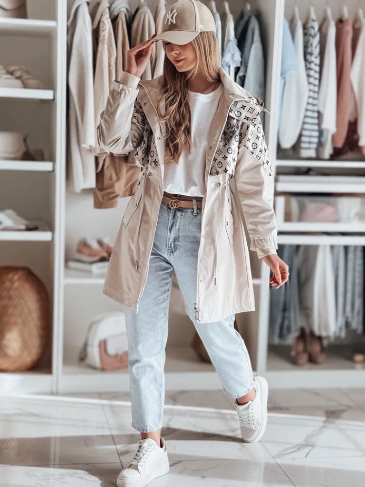 Kurtki Damskie>Dstreet Kurtka damska przejściowa parka FERIPARKA beżowa TY4874