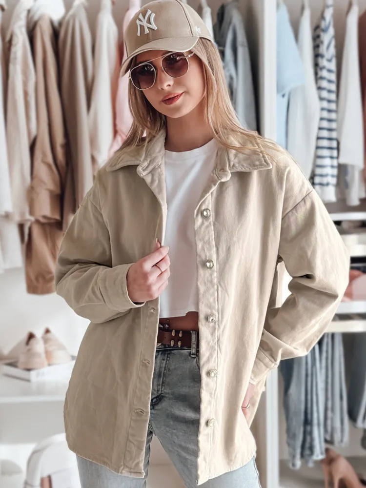 Kurtki Damskie>Dstreet Kurtka damska przejściowa koszulowa oversize KOSMOJACK j.beżowa TY4842