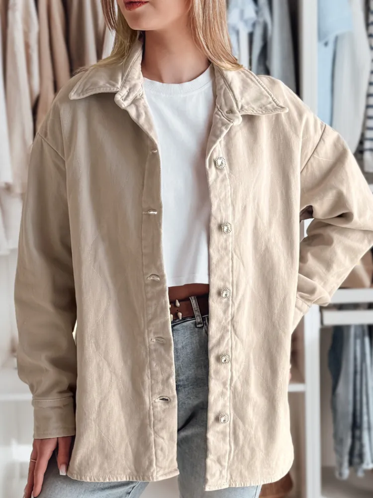 Kurtki Damskie>Dstreet Kurtka damska przejściowa koszulowa oversize KOSMOJACK j.beżowa TY4842