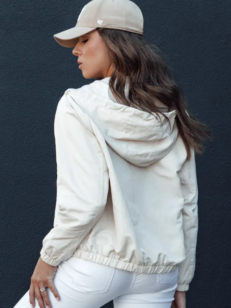 Kurtki Damskie>Dstreet Kurtka damska przejściowa z kapturem BELIJ beżowa TY4471