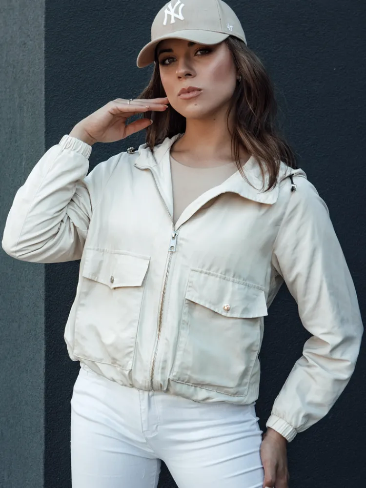 Kurtki Damskie>Dstreet Kurtka damska przejściowa z kapturem BELIJ beżowa TY4471