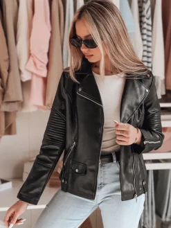 Kurtki Damskie>Dstreet Kurtka damska przejściowa ramoneska BIKEROSS czarna TY4790