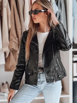 Kurtki Damskie>Dstreet Kurtka damska przejściowa ramoneska BIKEROSS czarna TY4790