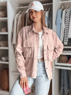 Kurtki Damskie>Dstreet Kurtka damska przejściowa one size w gwiazki STRASHINE różowa TY4844