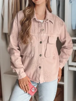 Kurtki Damskie>Dstreet Kurtka damska przejściowa one size w gwiazki STRASHINE różowa TY4844