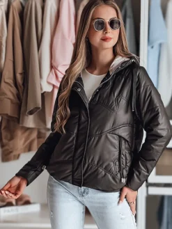 Kurtki Damskie>Dstreet Kurtka damska przejściowa pikowana z kapturem NIVESSO czarna TY4859