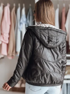 Kurtki Damskie>Dstreet Kurtka damska przejściowa pikowana z kapturem NIVESSO czarna TY4859