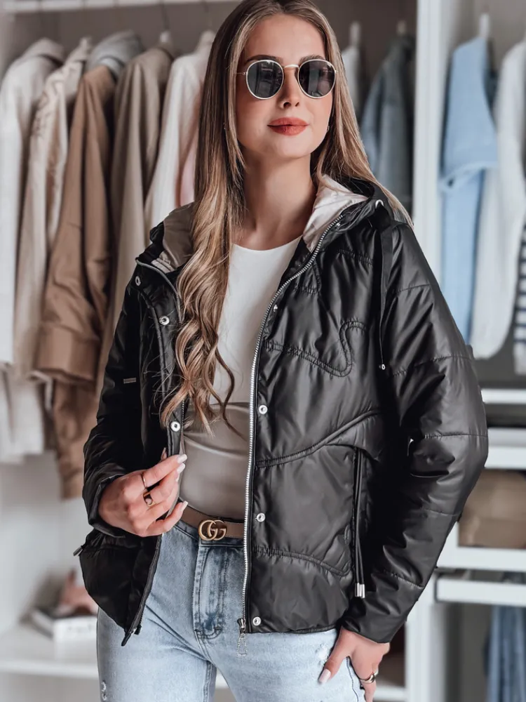 Kurtki Damskie>Dstreet Kurtka damska przejściowa pikowana z kapturem NIVESSO czarna TY4859