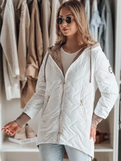 Kurtki Damskie>Dstreet Kurtka damska przejściowa z kapturem LUMERA biała TY4820