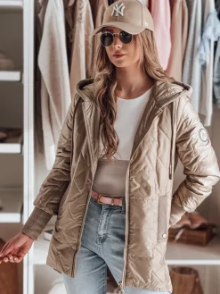 Kurtki Damskie>Dstreet Kurtka damska przejściowa pikowana ROSSANA kamelowa TY4832