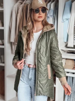 Kurtki Damskie>Dstreet Kurtka damska przejściowa pikowana ROSSANA zielona TY4834