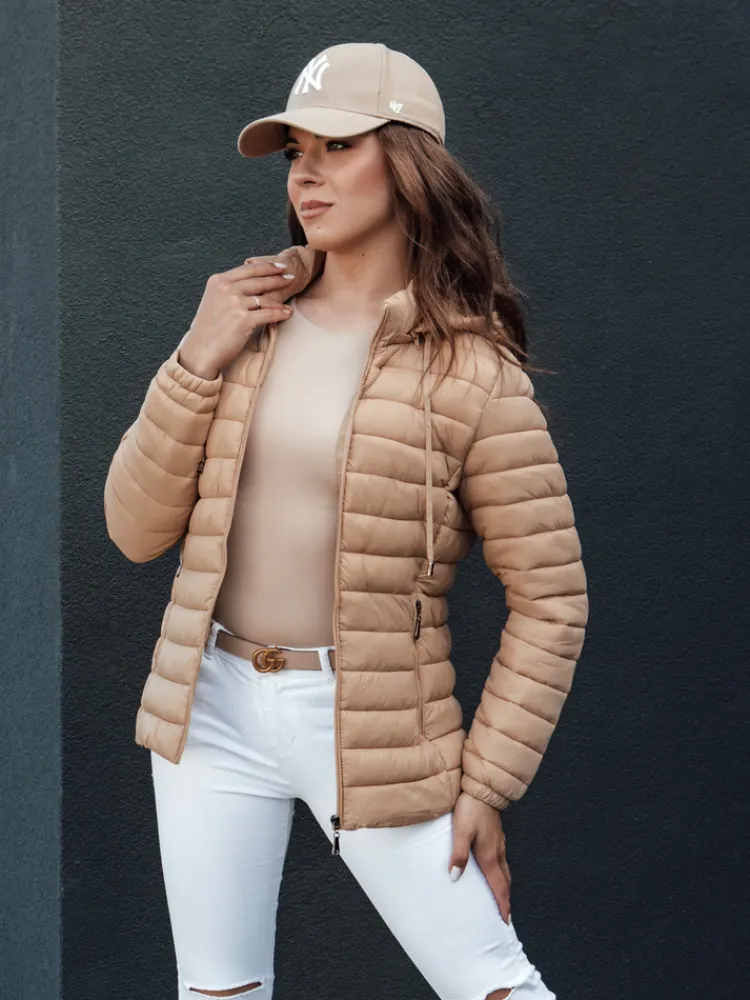 Kurtki Damskie>Dstreet Kurtka damska przejściowa FEMMODA ciemnobeżowa TY4367