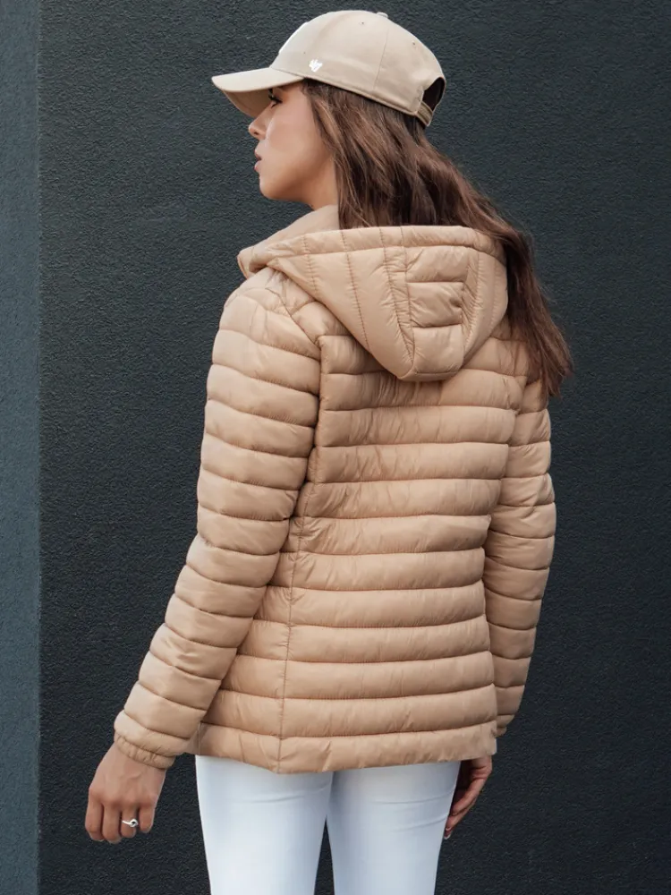 Kurtki Damskie>Dstreet Kurtka damska przejściowa FEMMODA ciemnobeżowa TY4367