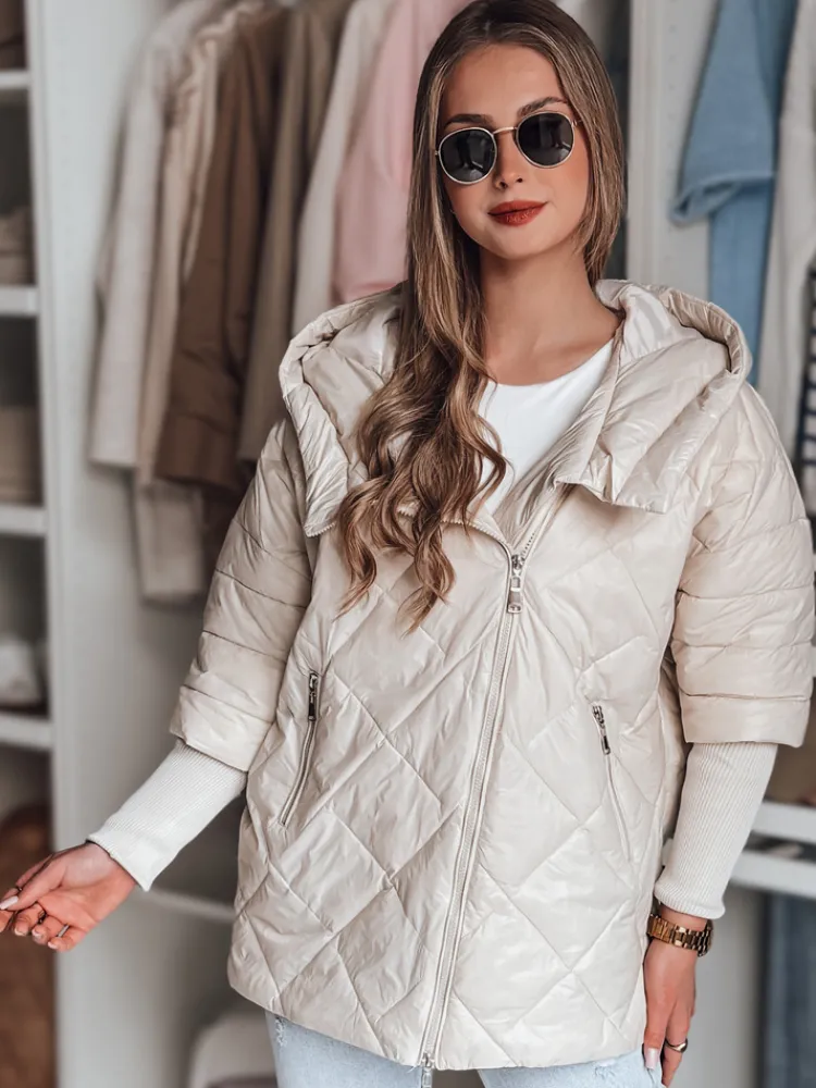 Kurtki Damskie>Dstreet Kurtka damska przejściowa pikowana oversize PUFFILOF jasnobeżowa TY4856