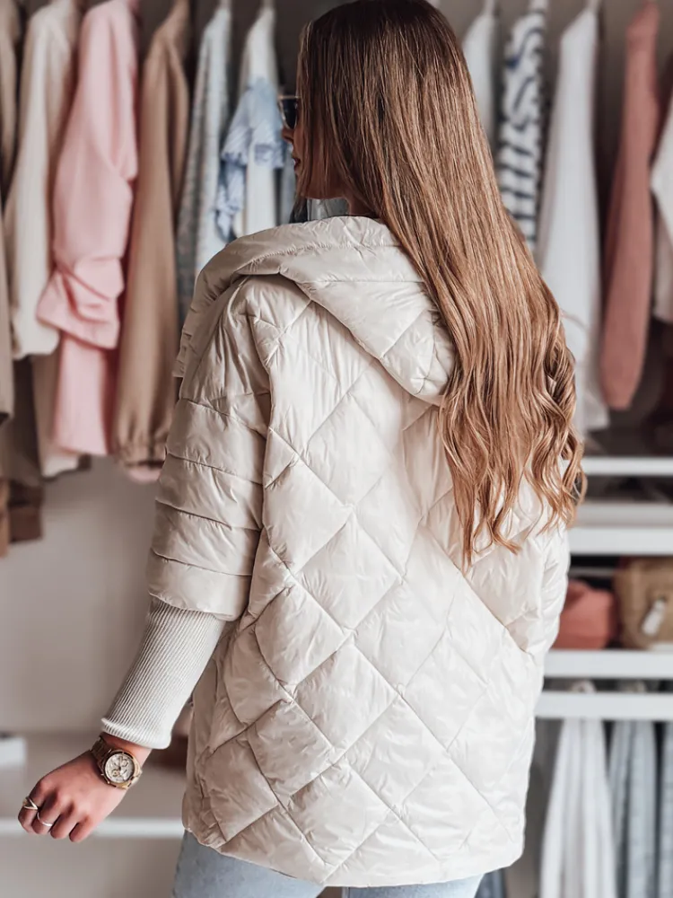 Kurtki Damskie>Dstreet Kurtka damska przejściowa pikowana oversize PUFFILOF jasnobeżowa TY4856