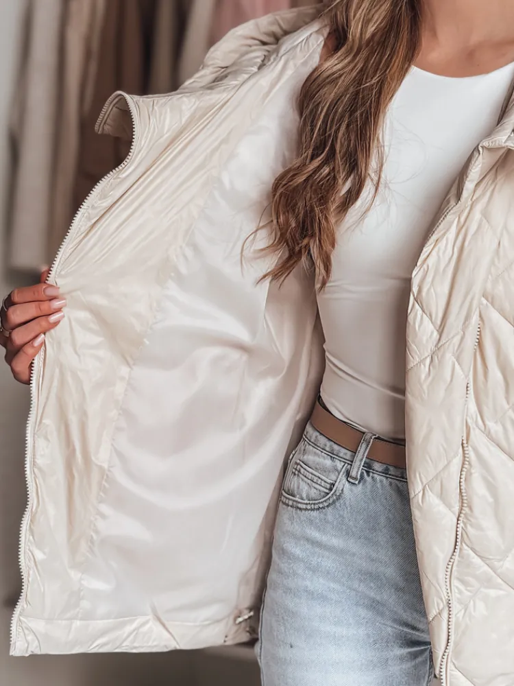 Kurtki Damskie>Dstreet Kurtka damska przejściowa pikowana oversize PUFFILOF jasnobeżowa TY4856