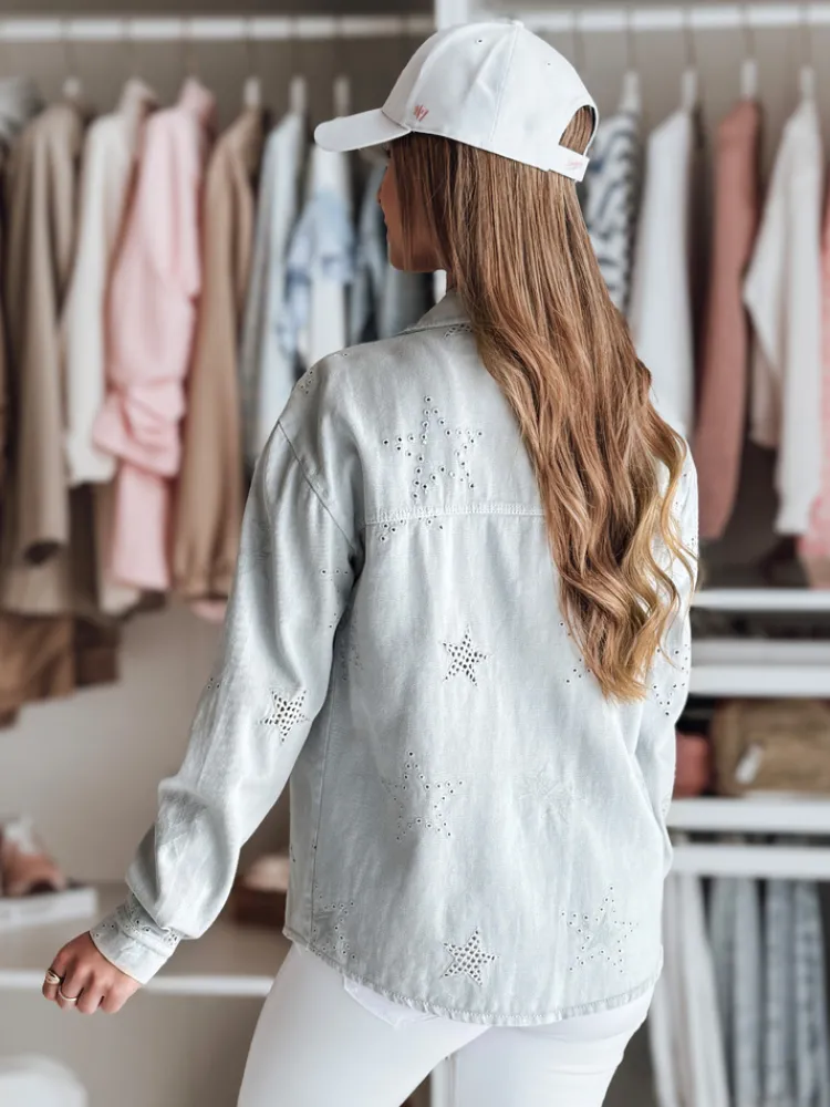 Kurtki Damskie>Dstreet Kurtka damska przejściowa one size w gwiazki STRASHINE jasnoszara TY4845