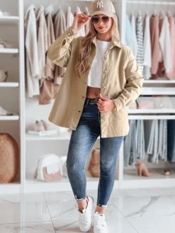 Kurtki Damskie>Dstreet Kurtka damska przejściowa koszulowa oversize KOSMOJACK c.beżowa TY4841