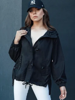 Kurtki Damskie>Dstreet Kurtka damska przejściowa z kapturem BELART czarna TY4459